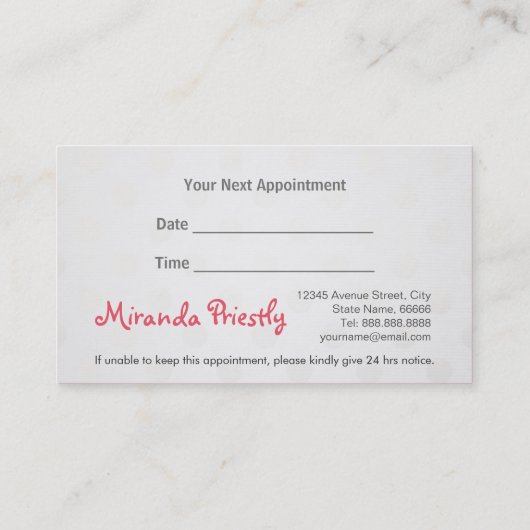 Hausbäder und Erziehung Bulldogge Ernennung Terminkarte (Rückseite)