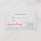 Hausbäder und Erziehung Bulldogge Ernennung Terminkarte (Rückseite)