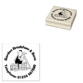 Hausbauer mit Gebäude-Materialien. Gummistempel (Stempel)