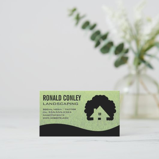 Hausbaum-Logo | Grashintergrund Visitenkarte (Stehend Vorderseite)