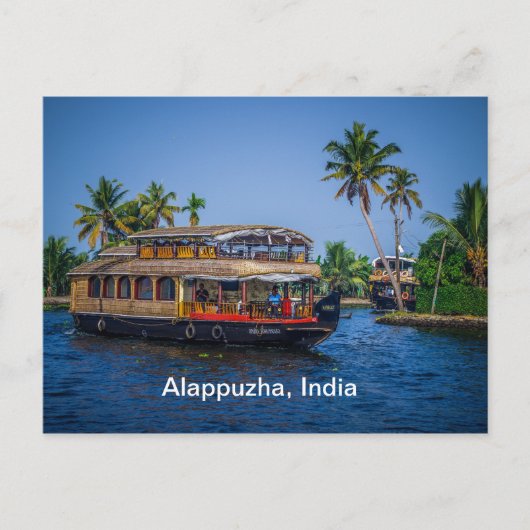 Hausboot in Kerala, Indien Postkarte (Vorderseite)