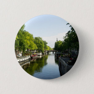 Hausboote auf dem Amsterdamer Kanal Button