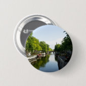 Hausboote auf dem Amsterdamer Kanal Button (Vorne & Hinten)