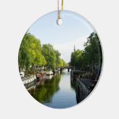 Hausboote auf dem Amsterdamer Kanal Keramikornament (Links)