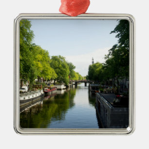 Hausboote auf dem Amsterdamer Kanal Ornament Aus Metall