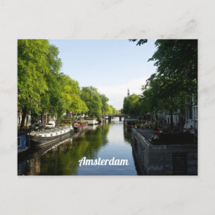 Hausboote auf dem Amsterdamer Kanal personalisiere Postkarte