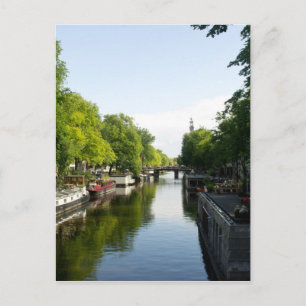 Hausboote auf dem Amsterdamer Kanal Postkarte