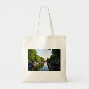 Hausboote auf dem Amsterdamer Kanal Tragetasche