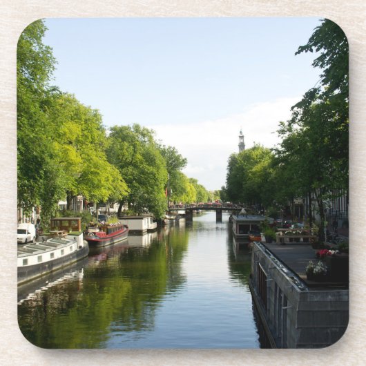 Hausboote auf dem Amsterdamer Kanal Untersetzer (Vorderseite)