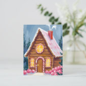 Häuschen aus Lebkuchen Pink Weihnachten (Stehend Vorderseite)
