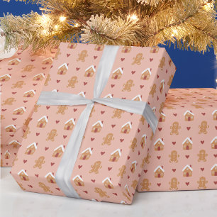 Häuschen aus Lebkuchen Weihnachten Geschenk Rosa Geschenkpapier