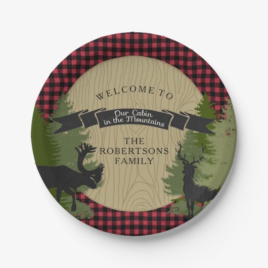Häuschen-Gebirgskabinen-rustikale Pappteller (Vorderseite)