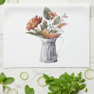 Häuschen im Herbst-Taupe Mum Kupfer Blumen Geschirrtuch