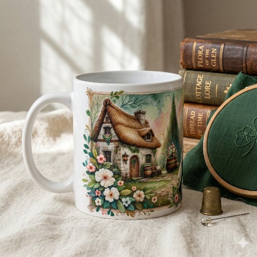 Häuschen Kobold Patchwork-Quilt Szene Kaffeetasse