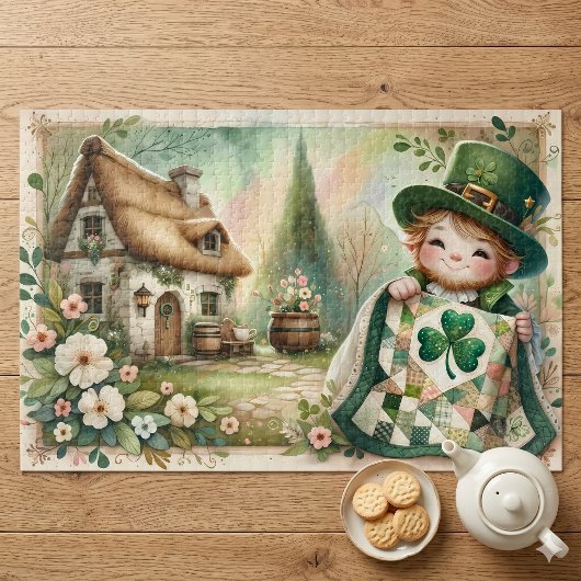 Häuschen Kobold Patchwork-Quilt Szene Puzzle