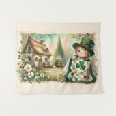Häuschen Kobold Patchwork-Quilt Szene Wandteppich (Vorderseite (Horizontal))