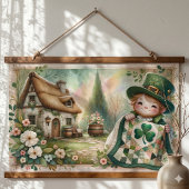 Häuschen Kobold Patchwork Quilt Szene Wandteppich Mit Holzrahmen