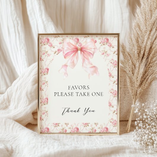 Häuschen mit rosa Schleife Florale Gefälligkeiten  Poster