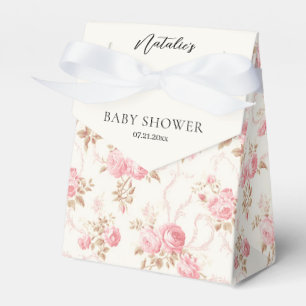 Häuschen mit rosa Schleife Florales Babyshower Gas Geschenkschachtel