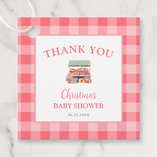 Hauseigene Babydusche Danke Geschenkanhänger (Vorderseite)