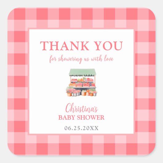 Hauseigene Babydusche Danke Quadratischer Aufkleber (Vorderseite)