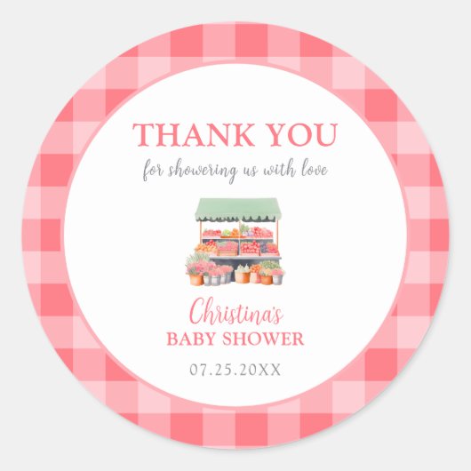 Hauseigene Babydusche Danke Runder Aufkleber (Vorderseite)