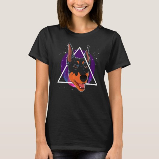 Hauseigentümer Hundebesitzer Tier Vaporwave Doberm T-Shirt (Vorderseite)
