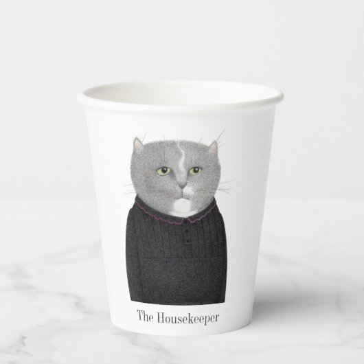 HÄUSEKEEPER CAT-Papieraufkleber Pappbecher (Vorderseite)