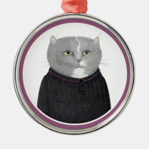 HAUSEKEEPER CAT Premium Round Ornament Aus Metall