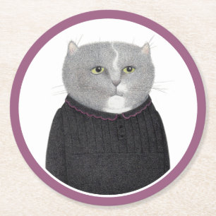 HAUSEKEEPER CAT Round Paper Untersetzer
