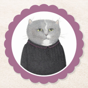 HAUSEKEEPER CAT-SKALLIERTE Rundpapier-Untersetzer Untersetzer