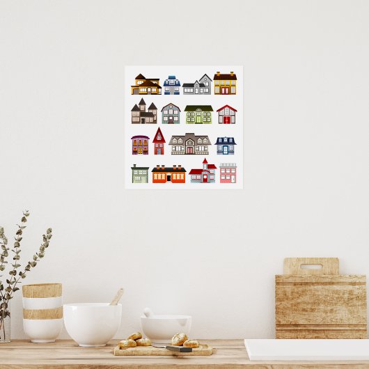 Häuser-157869 beherbergt Zuhause-Architektur Gebäu Poster (Küche)