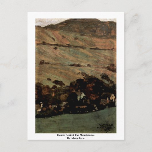 Häuser am Berghang bei Schiele Egon Postkarte (Vorderseite)