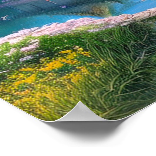 Häuser am Fluss Calm Poster (Ecke)