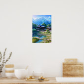 Häuser am Fluss Calm Poster (Küche)