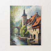 Häuser am Fluss Puzzle (Vertikal)