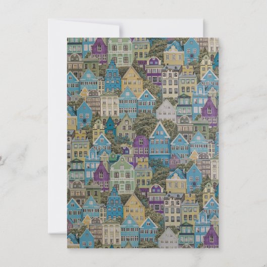 Häuser auf der Hill Housewarming Party Card Save The Date (Rückseite)