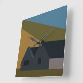 Häuser Berge Landschaft Natur Quadratische Wanduhr (Winkel)