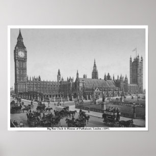 Häuser des Parlaments c1895, Vintage London Poster