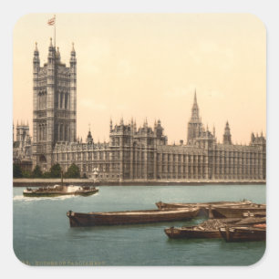 Häuser des Parlaments, London, England Quadratischer Aufkleber