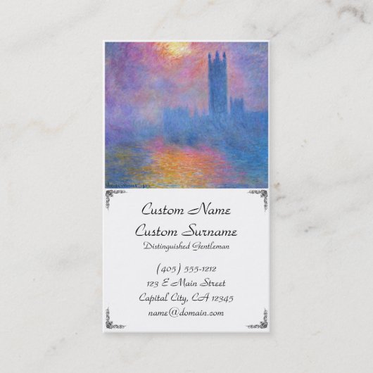 Häuser des Parlaments, London, Sun, der durch Visitenkarte (Vorderseite)