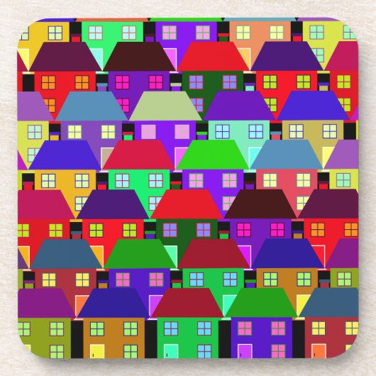 HÄUSER FARBHAFTE ZUHAUSE COMMUNITY GETRÄNKEUNTERSETZER (Vorderseite)
