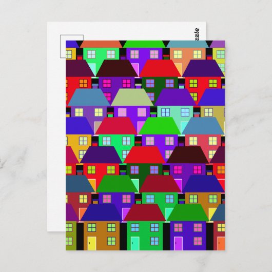 HÄUSER FARBHAFTE ZUHAUSE COMMUNITY POSTKARTE (Vorne/Hinten)