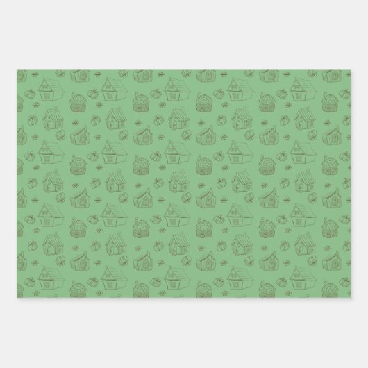 Häuser Geschenkpapier Set (Vorderseite)