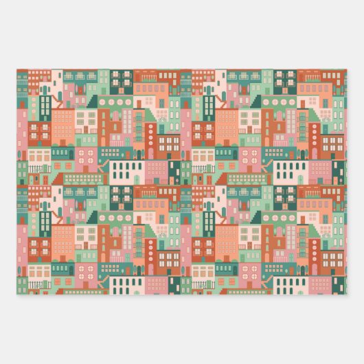 Häuser Geschenkpapier Set (Vorderseite 3)