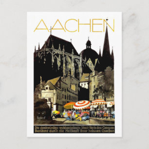 Häuser in Aachen, Deutschland, Vintage Reise Postkarte