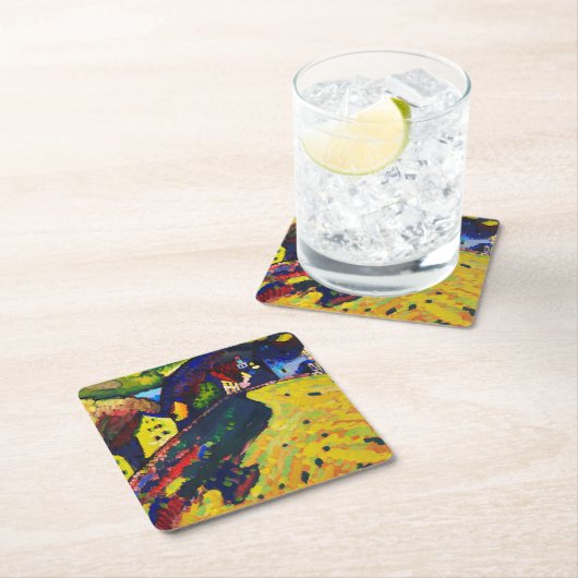 Häuser in Murnau, Wassily Kandinsky Rechteckiger Pappuntersetzer (Vor Ort)