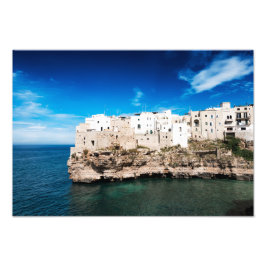 Häuser in Polignano a Mare auf einer Klippe in Pug Fotodruck