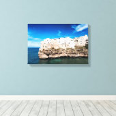 Häuser in Polignano a Mare auf einer Klippe in Pug Leinwanddruck (Insitu (Holzboden))