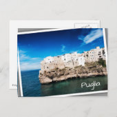 Häuser in Polignano a Mare auf einer Klippe in Pug Postkarte (Vorne/Hinten)